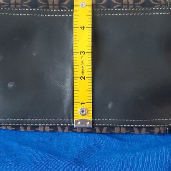 VTG Fossil Black/Brown Signature Canvas Leather Satchel - Picture 8 of 9